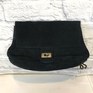 Free People Black Suede  Small Cocktail Clutch Hand Bag Purse Date Night